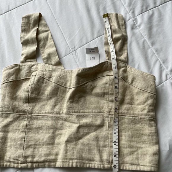 Abercrombie & Fitch Tan Beige Linen Blend Smocked Back Crop Tank Top - Picture 5 of 6